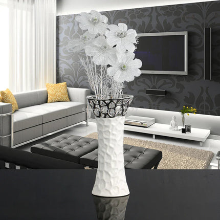 Ceramic Vase white silver Openwork pattern