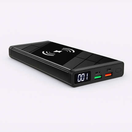 Wireless Power Bank 10000mAh | 20W PD + QC3.0 Fast Charging, 15W Wireless Charger with LED Display, 2 Inputs & 4 Outputs for iPhone, Samsung, Huawei, iPad, Headsets