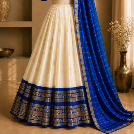 Onam Neelambari Kerala Half Saree Set