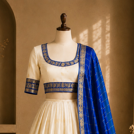 Onam Neelambari Kerala Half Saree Set