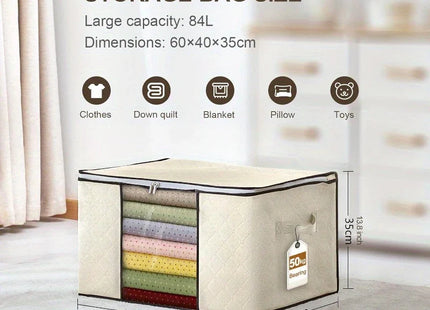Portable Clothes Storage Bag with Handles & Zipper