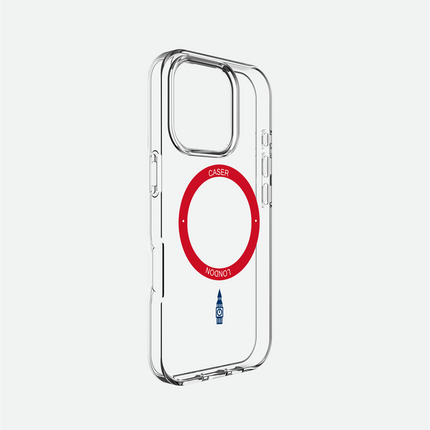 Slim Clear iPhone 16 Case with Red MagSafe Ring - Big Ben | The Iconic Case