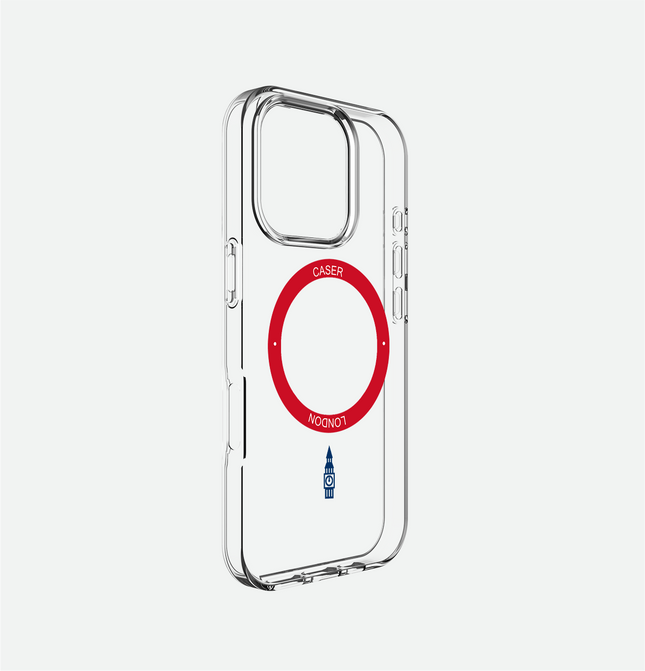 Slim Clear iPhone 16 Pro Max Case with Red MagSafe Ring - Big Ben | The Iconic Case