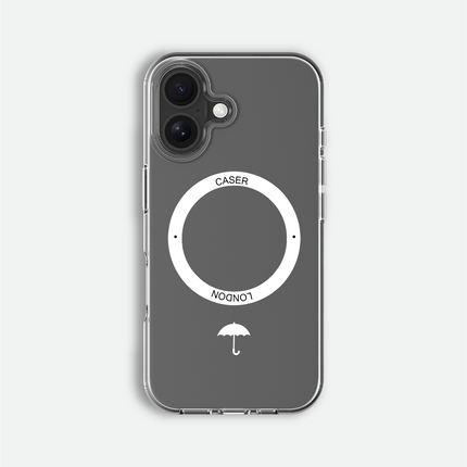 Slim Clear iPhone 16 Case with White MagSafe Ring - Umbrella Icon | The Iconic Case