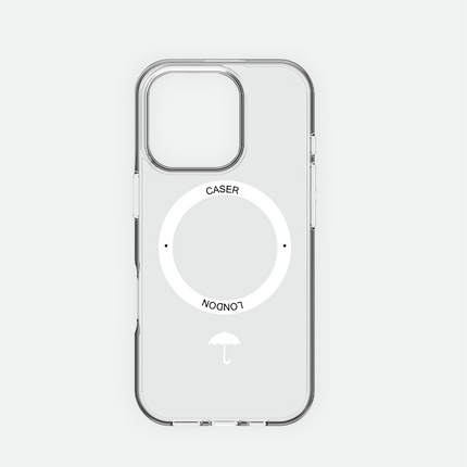 Slim Clear iPhone 16 Case with White MagSafe Ring - Umbrella Icon | The Iconic Case