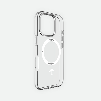 Slim Clear iPhone 16 Pro Max Case with White MagSafe Ring - Umbrella Icon | The Iconic Case