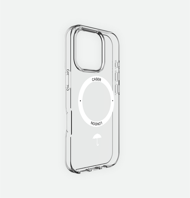 Slim Clear iPhone 16 Pro Max Case with White MagSafe Ring - Umbrella Icon | The Iconic Case