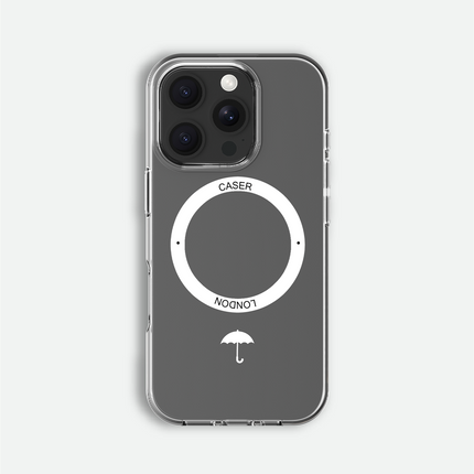 Slim Clear iPhone 16 Pro Max Case with White MagSafe Ring - Umbrella Icon | The Iconic Case
