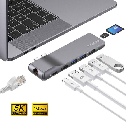 MacBook Docking Station Premium Aluminium Alloy 8-in-2 Hub for Pro & Air