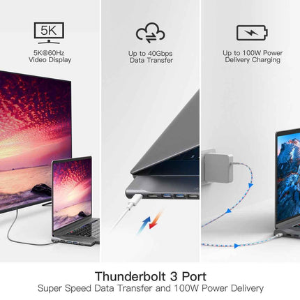 MacBook Docking Station Premium Aluminium Alloy 8-in-2 Hub for Pro & Air