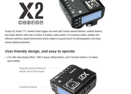 Godox X2T-C E-TTL II Bluetooth Wireless Flash Trigger for Canon, X2T-C for Canon