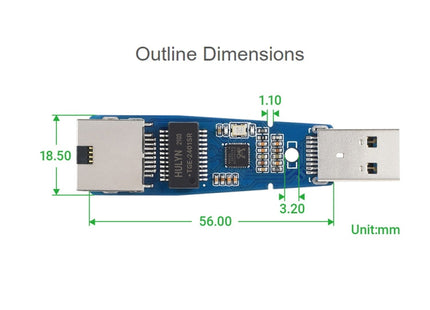 Waveshare USB 3.2 Gen1 to Gigabit Ethernet Converter Module, Driver-Free