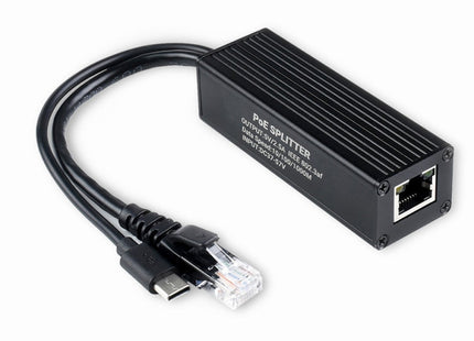 Waveshare Metal Case Gigabit PoE Splitter, 5V 2.5A Type-C Out