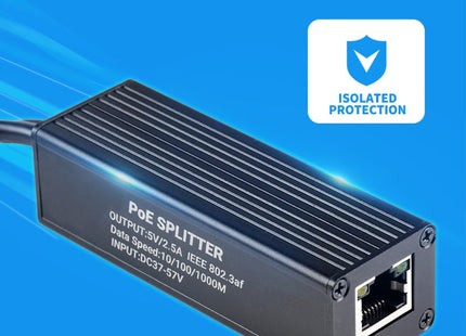 Waveshare Metal Case Gigabit PoE Splitter, 5V 2.5A Type-C Out