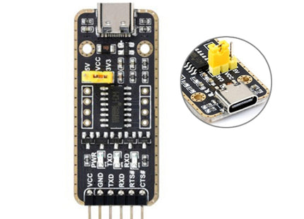 Waveshare Type-C / USB-C to UART High Band Rate Transmission Module Connectors, USB-C
