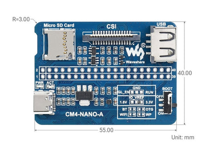 Waveshare Nano Base Board A for Raspberry Pi CM4, Nano Base Board A