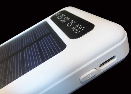 12000mAh Power Bank with Solar Panel Micro USB, iPhone, Type-C, and USB With LED