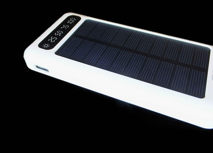 12000mAh Power Bank with Solar Panel Micro USB, iPhone, Type-C, and USB With LED