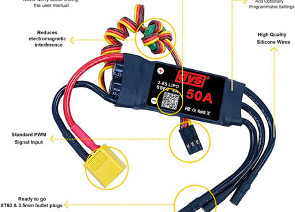 DYS 50A 2-6S Brushless ESC With 5V/4A BEC For RC fixed-wing Aircraft