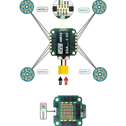 DYS 65A 2-8S AM32 4in1 ESC