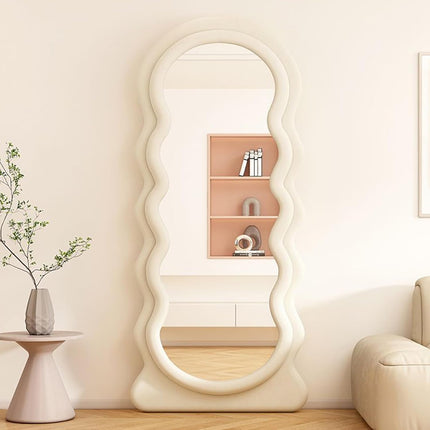 Full Length Mirror CEIEVER 160x60cm Irregular Wavy– Arch Floor Mirror, White