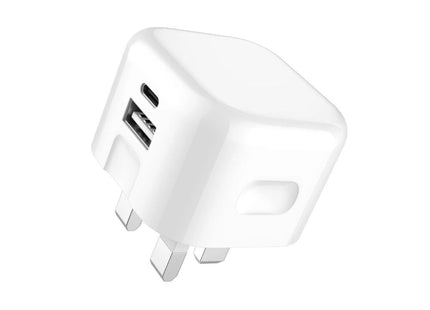 20W Foldable Dual USB-A & USB-C Fast Charger Adapter for Samsung Galaxy, iPhones & Android