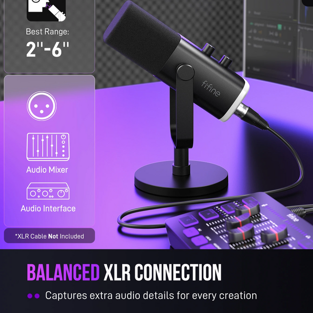 PC Gaming & Streaming USB/XLR Dynamic Microphone - RGB Lights for Recording & Podcasting