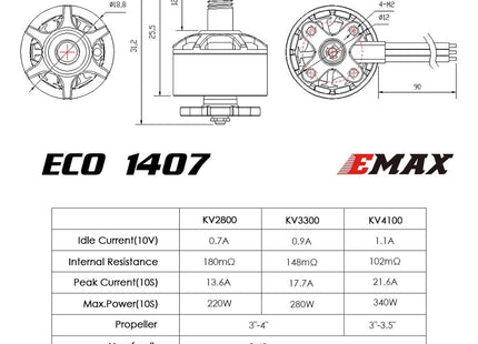 Emax Eco 1407 Cinewhoop Motor (3300Kv, 4100Kv)