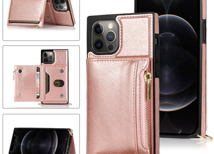 Square Zipper Wallet Bag TPU+PU Back Cover Case with Holder & Card Slots & Wallet & Cross-body Strap, For iPhone 12 Pro Max, For iPhone XS / X, For iPhone XS Max