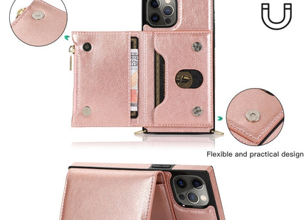 Square Zipper Wallet Bag TPU+PU Back Cover Case with Holder & Card Slots & Wallet & Cross-body Strap, For iPhone 12 Pro Max, For iPhone XS / X, For iPhone XS Max