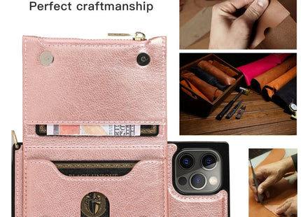 Square Zipper Wallet Bag TPU+PU Back Cover Case with Holder & Card Slots & Wallet & Cross-body Strap, For iPhone 12 Pro Max, For iPhone XS / X, For iPhone XS Max
