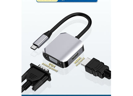 HW-6002 2 In 1 Type-C / USB-C to HDMI + VGA Adapter Converter(Grey)