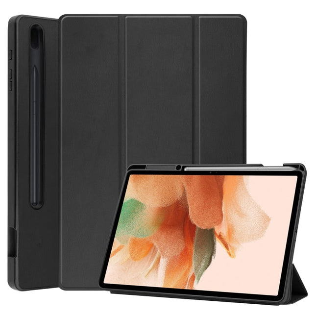 Custer Pattern Pure Color TPU Smart Tablet Holster with Sleep Function & 3-Fold Holder & Pen Slot, For Samsung Galaxy Tab S7 Lite T730 / T735