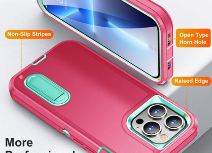 3 in 1 Rugged Holder Phone Case, For iPhone 13 Pro Max, For iPhone 12 / 12 Pro