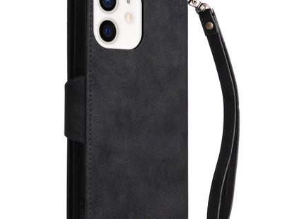Rivet Buckle 9 Cards Three Fold Leather Phone Case, For iPhone 12, For iPhone 12 mini, For iPhone 12 Pro Max, For iPhone 13 mini