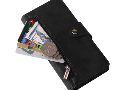 Rivet Buckle 9 Cards Three Fold Leather Phone Case, For iPhone 12, For iPhone 12 mini, For iPhone 12 Pro Max, For iPhone 13 mini