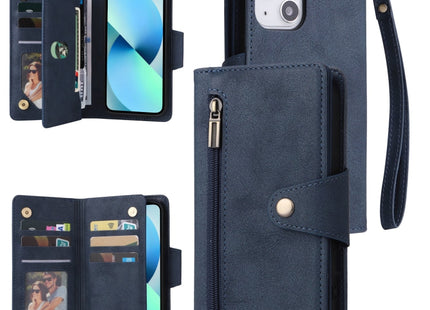 Rivet Buckle 9 Cards Three Fold Leather Phone Case, For iPhone 12, For iPhone 12 mini, For iPhone 12 Pro Max, For iPhone 13 mini