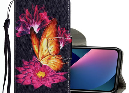 Coloured Drawing Pattern Leather Phone Case, For iPhone 13 mini