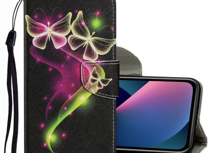 Coloured Drawing Pattern Leather Phone Case, For iPhone 13 mini