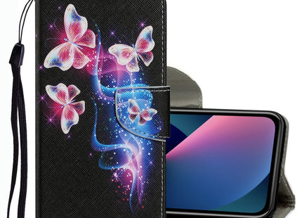 Coloured Drawing Pattern Leather Phone Case, For iPhone 13 mini