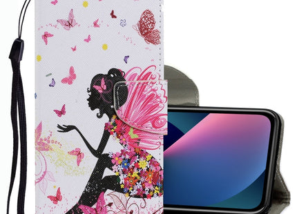 Coloured Drawing Pattern Leather Phone Case, For iPhone 13 mini