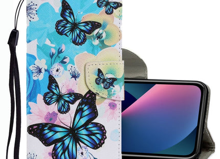 Coloured Drawing Pattern Leather Phone Case, For iPhone 13 mini