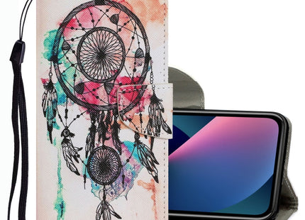 Coloured Drawing Pattern Leather Phone Case, For iPhone 13 mini