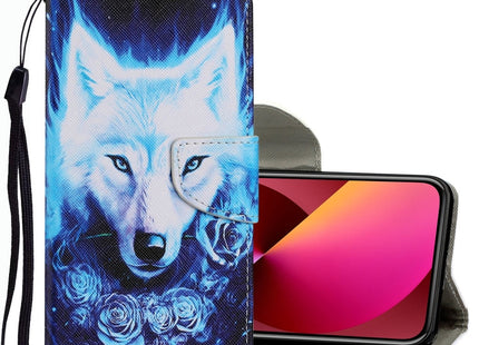 Coloured Drawing Pattern Leather Phone Case, For iPhone 13