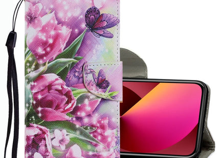 Coloured Drawing Pattern Leather Phone Case, For iPhone 13