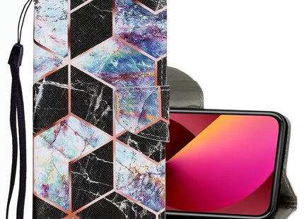 Coloured Drawing Pattern Leather Phone Case, For iPhone 13