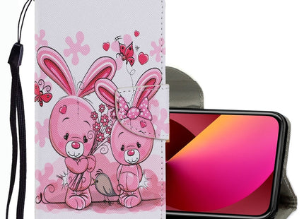 Coloured Drawing Pattern Leather Phone Case, For iPhone 13