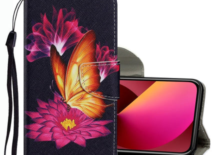 Coloured Drawing Pattern Leather Phone Case, For iPhone 13
