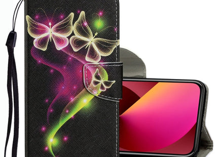 Coloured Drawing Pattern Leather Phone Case, For iPhone 13