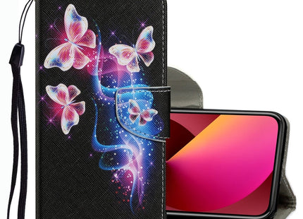 Coloured Drawing Pattern Leather Phone Case, For iPhone 13